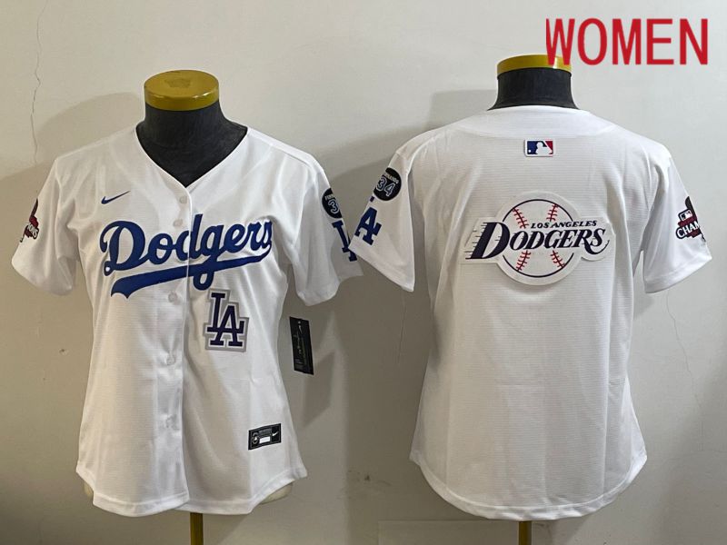 Women Los Angeles Dodgers Blank White Game 2024 Nike MLB Jersey style 120910